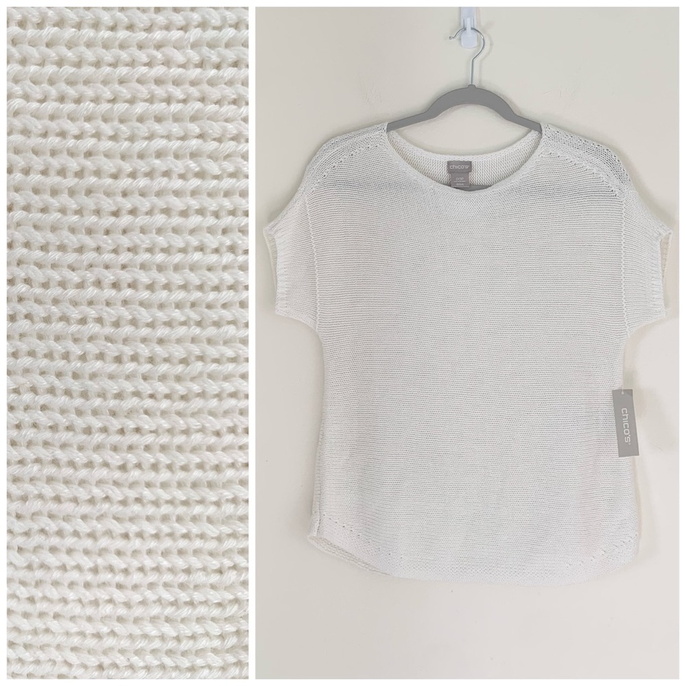 NWT Chico’s Short Sleeve Boat Neck Sweater Tee